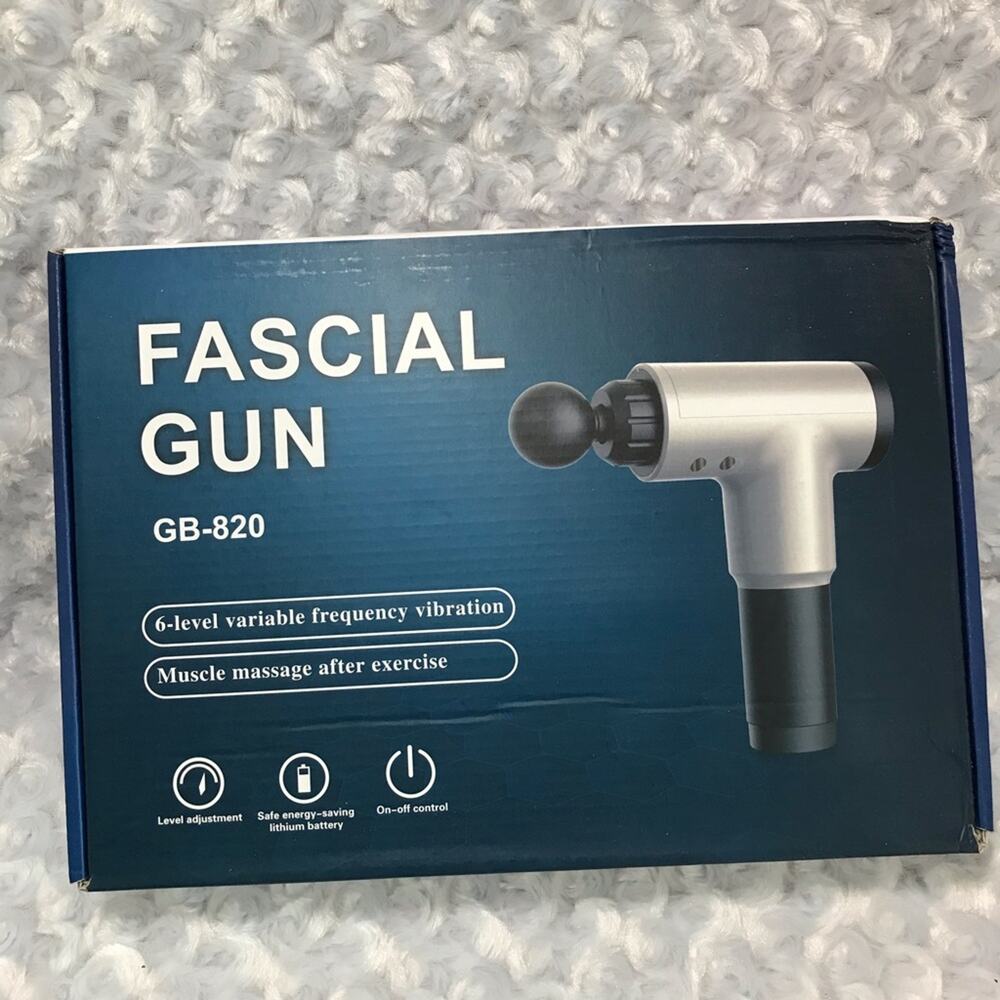 ELECTRIC HAND HELD DEEP TISSUE MASSAGE GUN WITH ATTACHMENTS NIB GB-820 BLUE